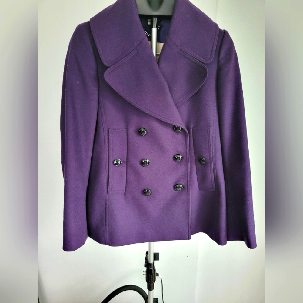 Burberry pea coat eggplant size 6